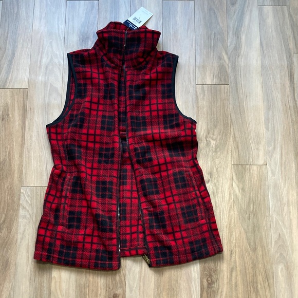 Chaps Jackets & Blazers - Chaps vest fleece checkered plaid print zip front vest with pockets S
